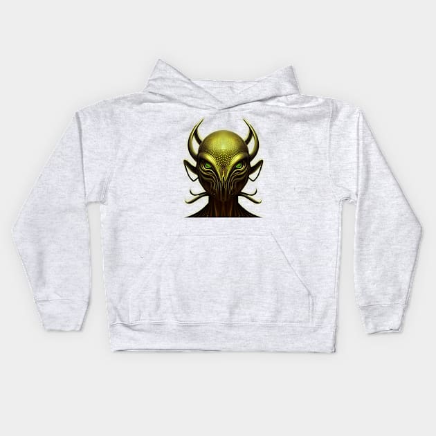 Alien Face - Golden Skin Kids Hoodie by Mr.FansArt